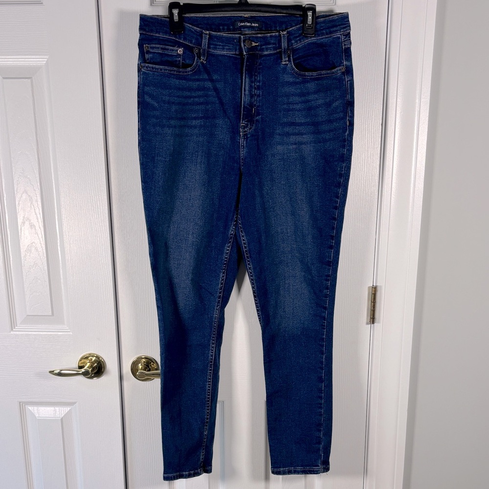 Calvin Klein Jeans Size 16 High Rise Skinny Stretch Dark Wash Classic